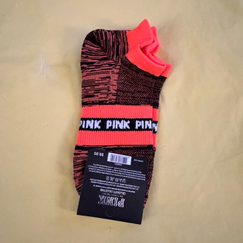 PINK Victoria's Secret Black and Orange Athletic Socks